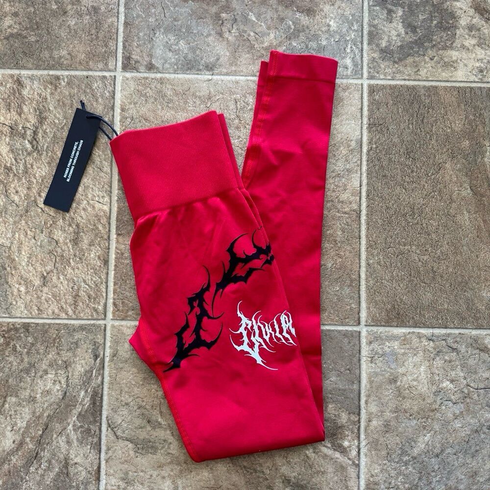Civil Regime Revenge Kelly Seamless Scrunch Leggings Red Size